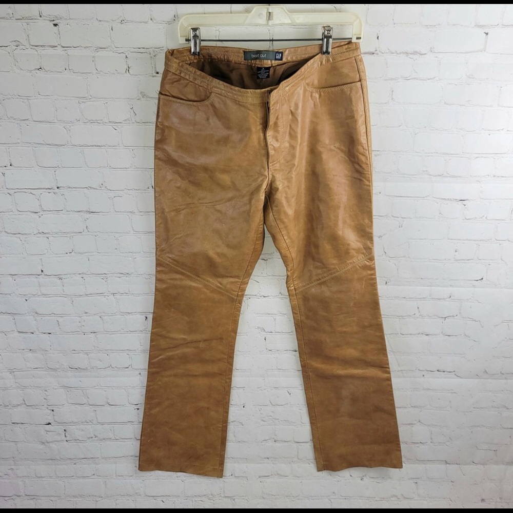 Gap Carmel brown lined leather pants
